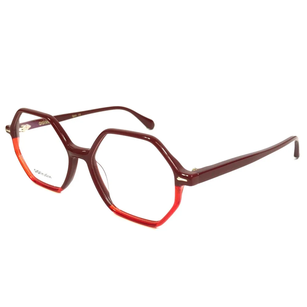 Gigi Studios Eyeglasses Frames ZOE 6603/0 Red Heptagonal Full Rim 50-15-135